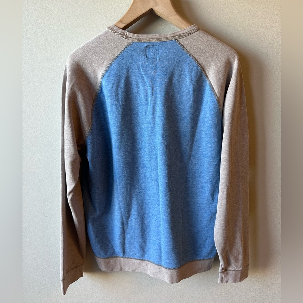 johnnie-O Blue Body with Tan Raglan Crewneck Shirt Sizr L - Picture 2 of 5